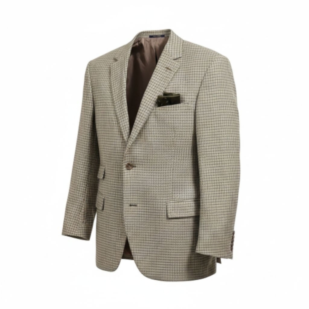 Ralph Lauren Purple Label Silk Linen Plaid Suit Jacket Blazer 48R Italy Luxury